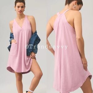 Anthropologie Carlie V-Neck Mini Dress Light Mauve M NWT